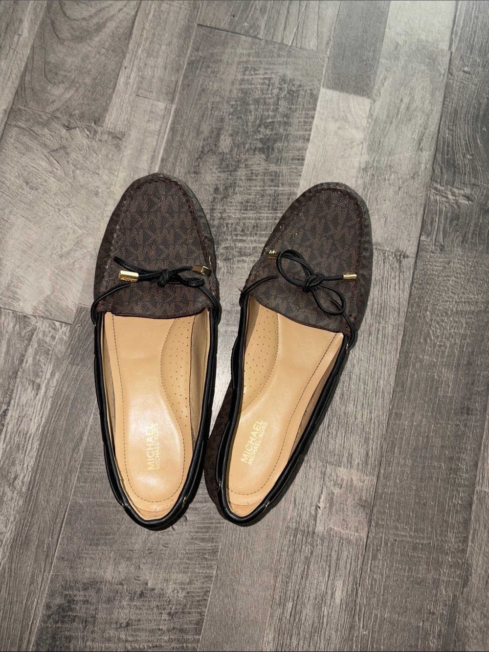 Michael Kors Brown Logo Bow Moccasin Loafers